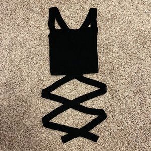 Wilfred Knit Tie Tank - Elegant Black Ribbed Women's Top
